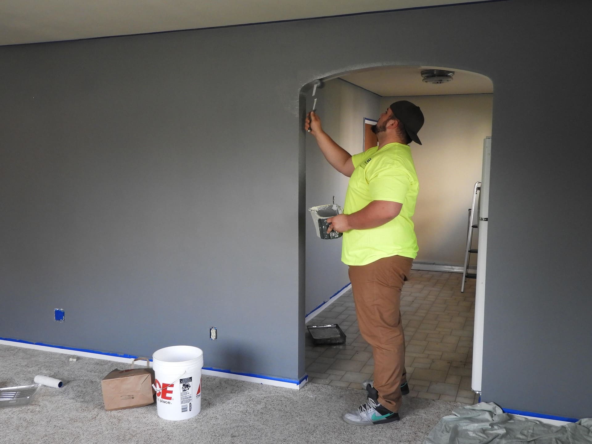 Interior wall painted in neutral color