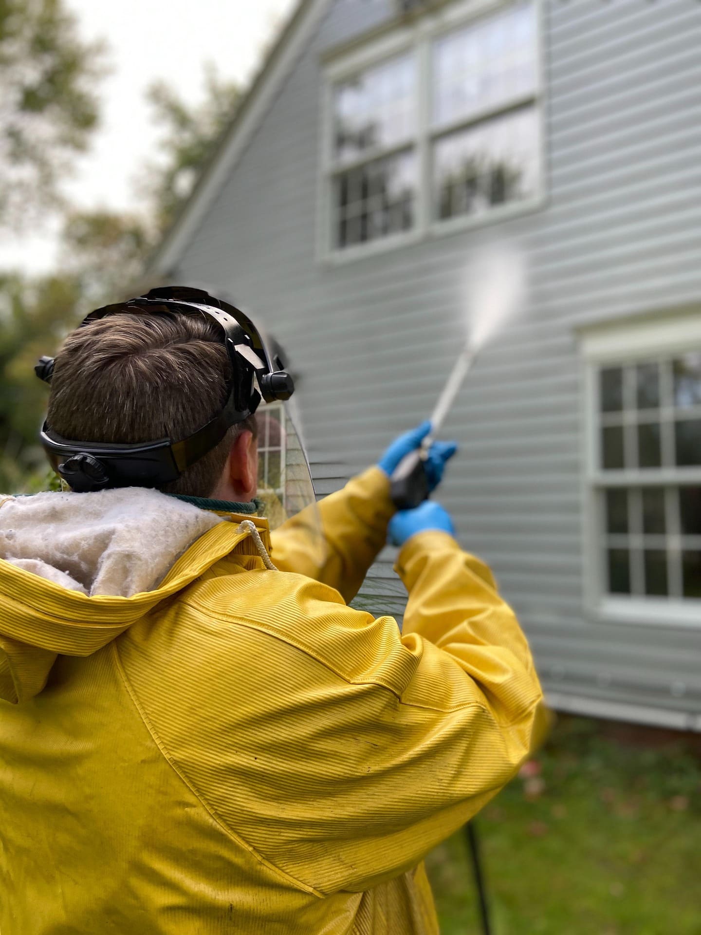 Driveway being pressure washed